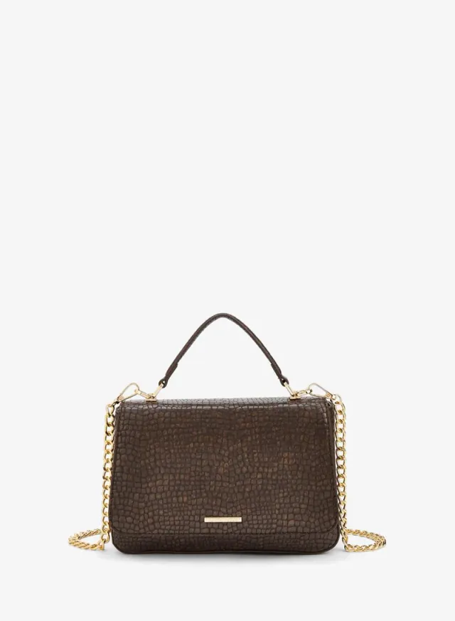 Textured Crossbody Bag With Chain Strap