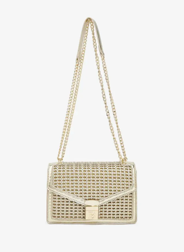 Flora Bella Metallic Textured Crossbody Bag With Chain Strap
