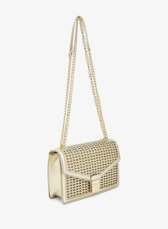 Flora Bella Metallic Textured Crossbody Bag With Chain Strap – صورة 3