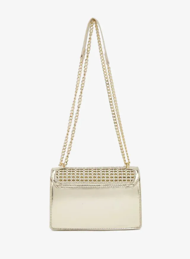 Flora Bella Metallic Textured Crossbody Bag With Chain Strap – صورة 5