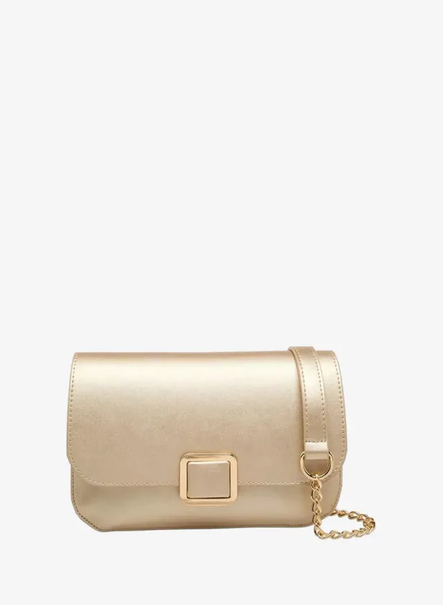 Textured Crossbody Bag With Detachable Chain Strap