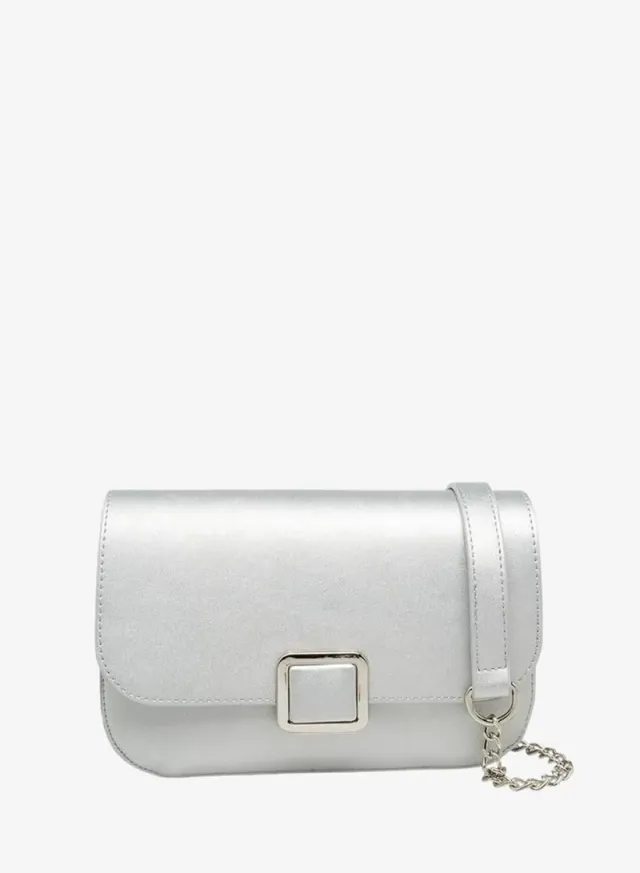Textured Crossbody Bag With Detachable Chain Strap