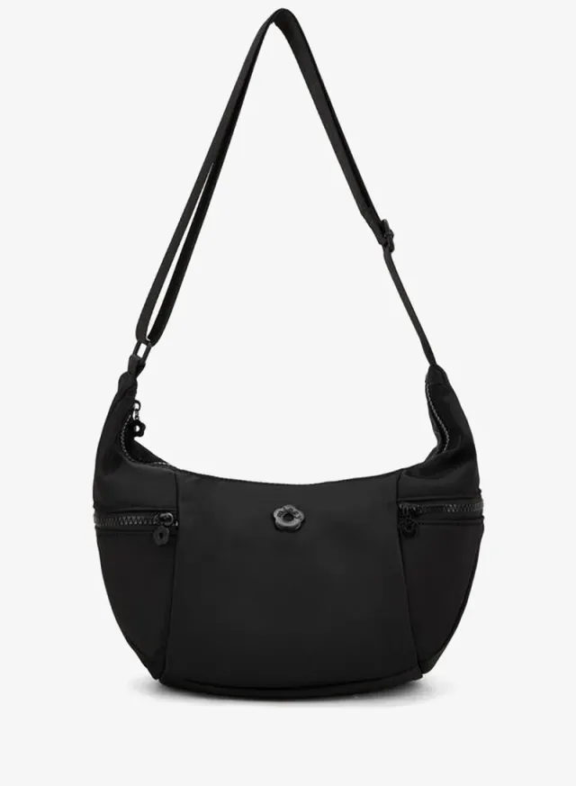 Solid Crossbody Bag With Zip Pockets