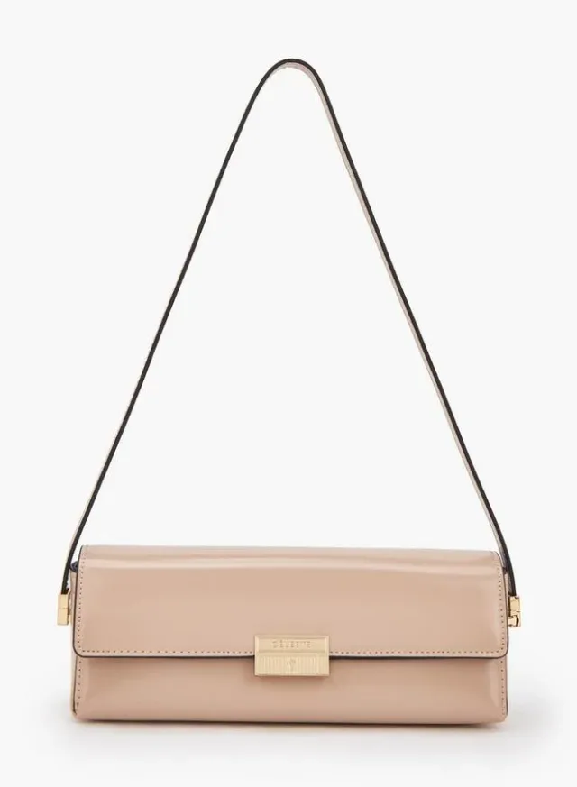 Solid Crossbody Bag With Flap Closure
