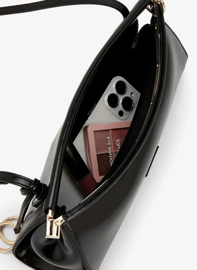 Solid Crossbody Bag With Metallic Accent – image 7
