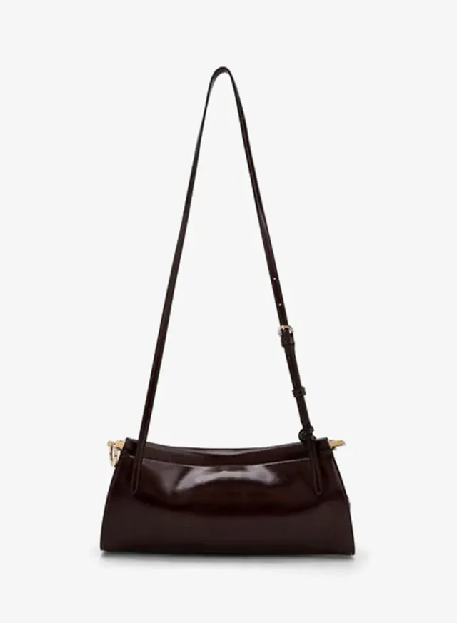 Solid Crossbody Bag With Metallic Accent – صورة 2
