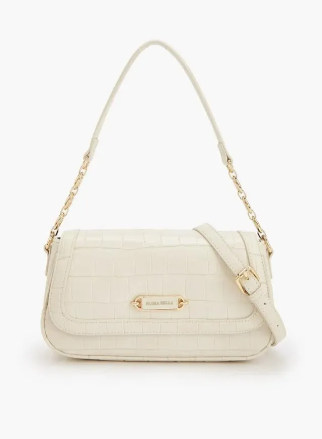Textured Crossbody Bag With Magnetic Flap Closure