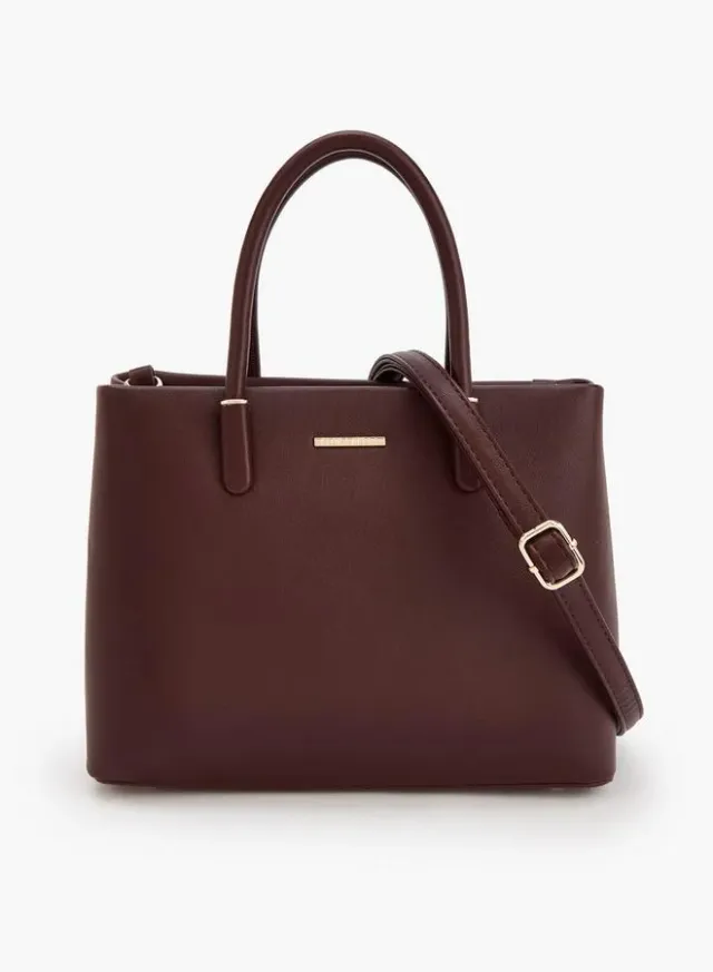 Solid Tote Bag With Detachable Strap