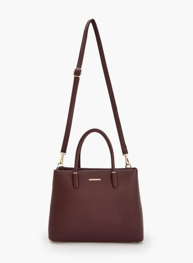 Solid Tote Bag With Detachable Strap – صورة 2