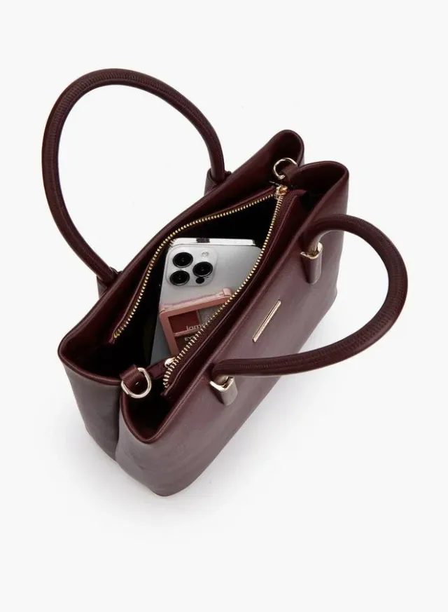 Solid Tote Bag With Detachable Strap – صورة 7