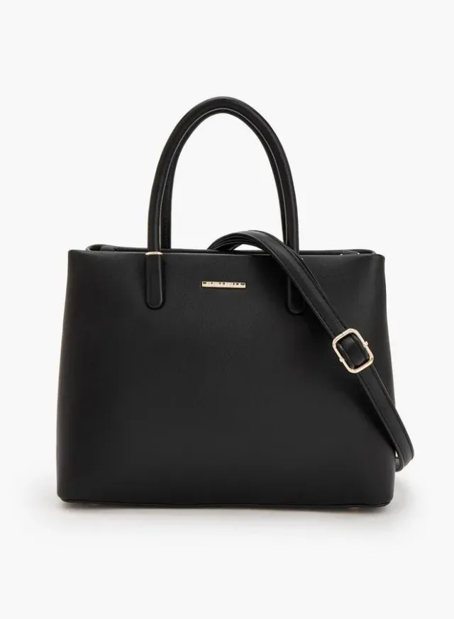 Solid Tote Bag With Detachable Strap