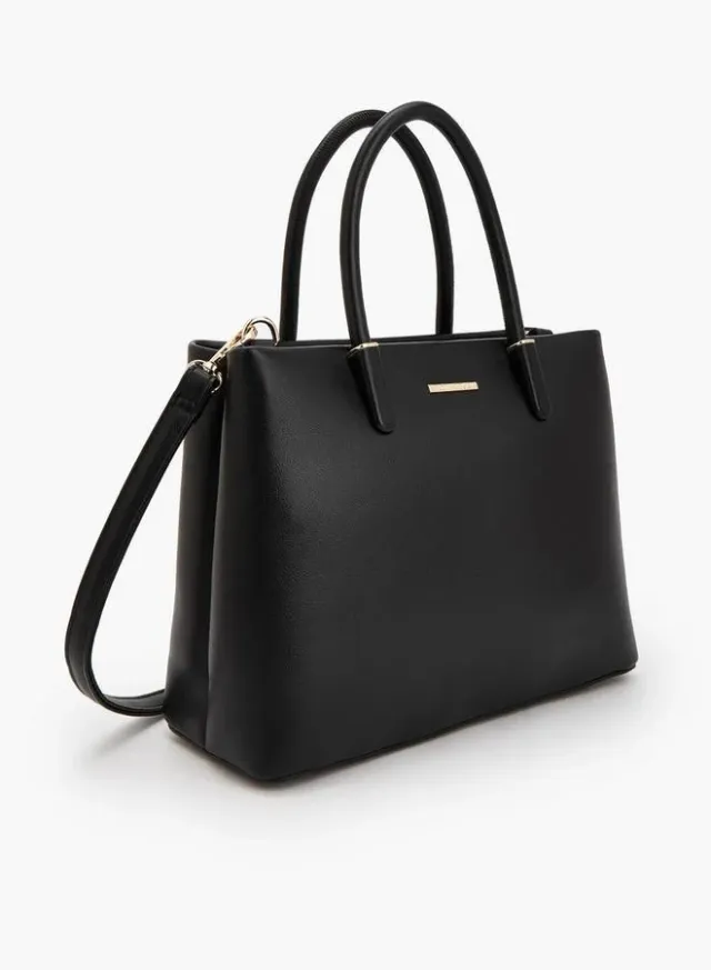 Solid Tote Bag With Detachable Strap – صورة 3