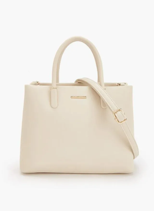 Solid Tote Bag With Detachable Strap