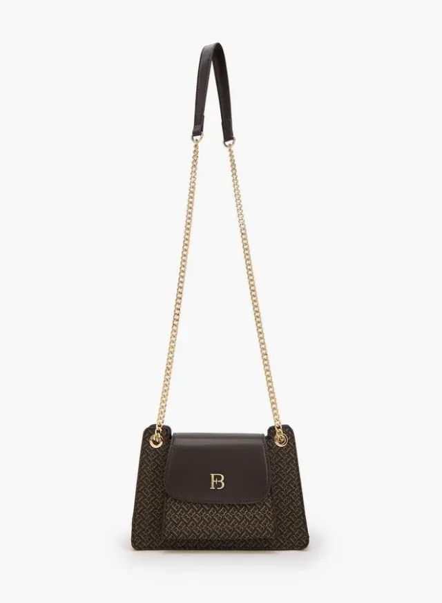 Monogram Print Crossbody Bag With Chain Strap – صورة 2