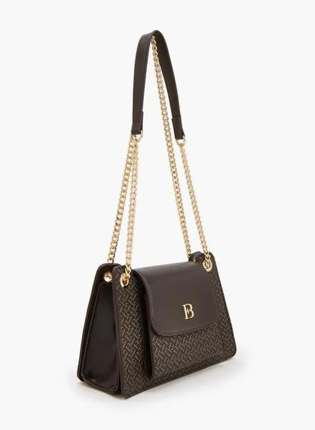Monogram Print Crossbody Bag With Chain Strap – صورة 3