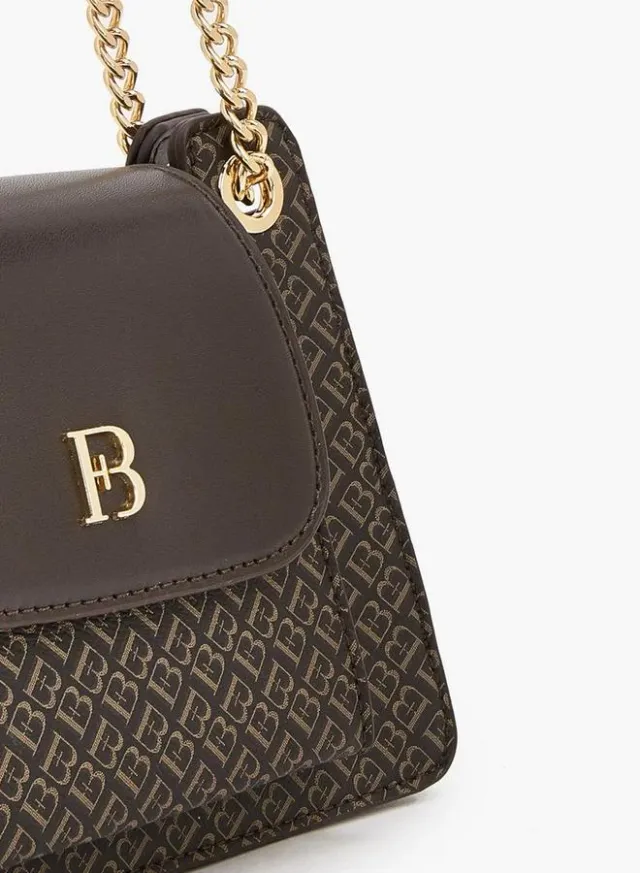 Monogram Print Crossbody Bag With Chain Strap – صورة 4