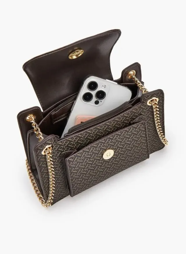 Monogram Print Crossbody Bag With Chain Strap – صورة 7