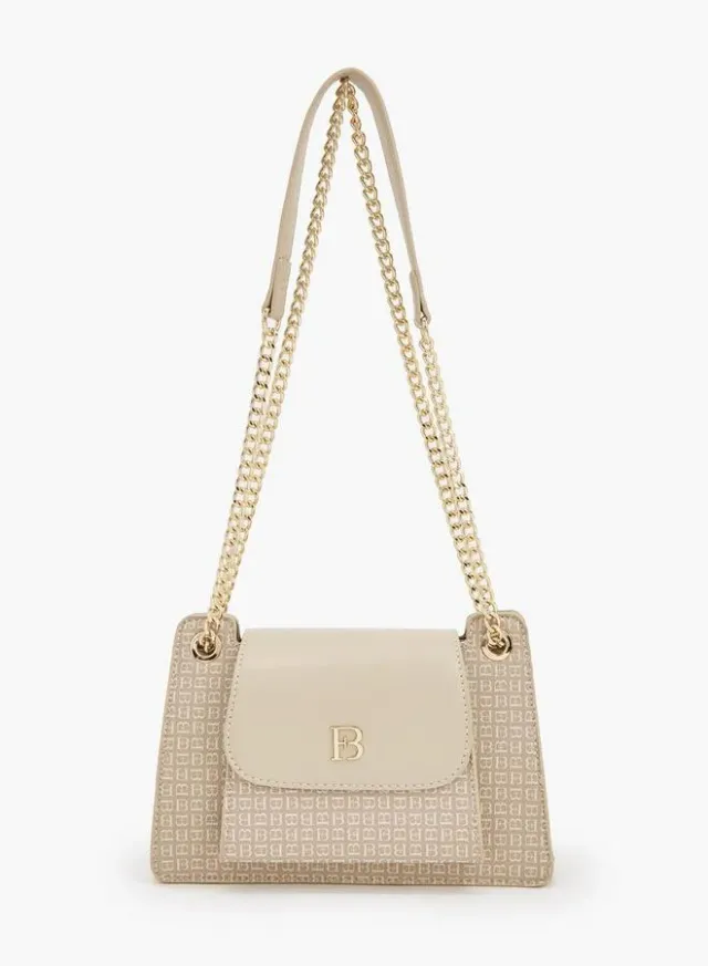 Monogram Print Crossbody Bag With Chain Strap