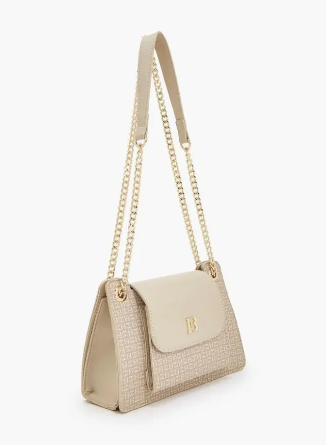 Monogram Print Crossbody Bag With Chain Strap – صورة 3