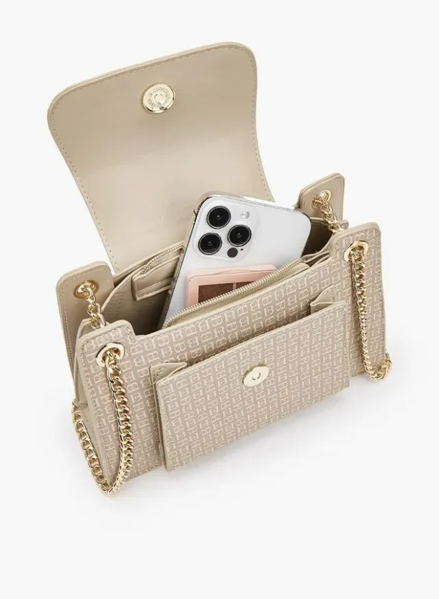 Monogram Print Crossbody Bag With Chain Strap – صورة 7