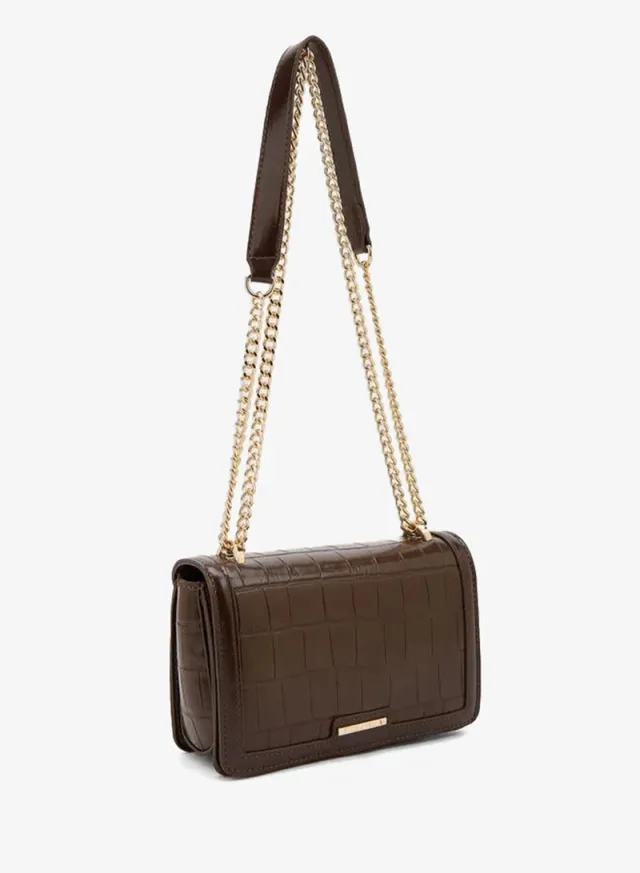 Textured Crossbody Bag With Chain Strap – صورة 3