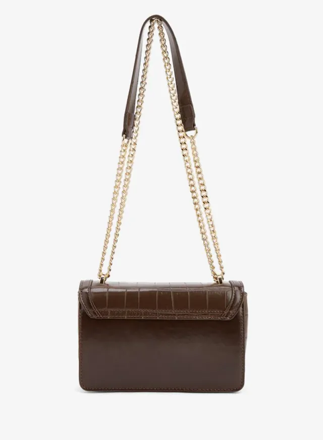 Textured Crossbody Bag With Chain Strap – صورة 5