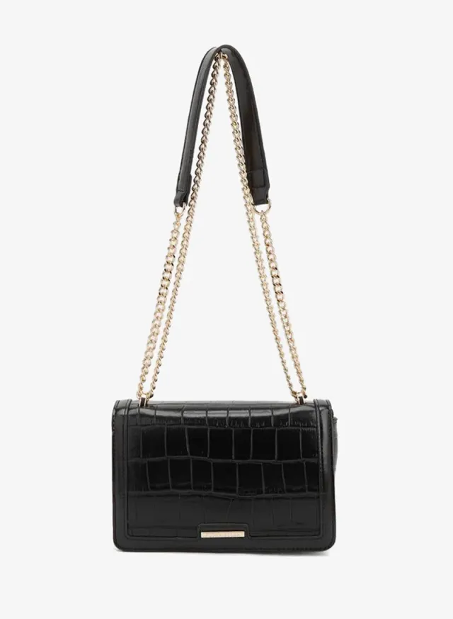 Textured Crossbody Bag With Chain Strap