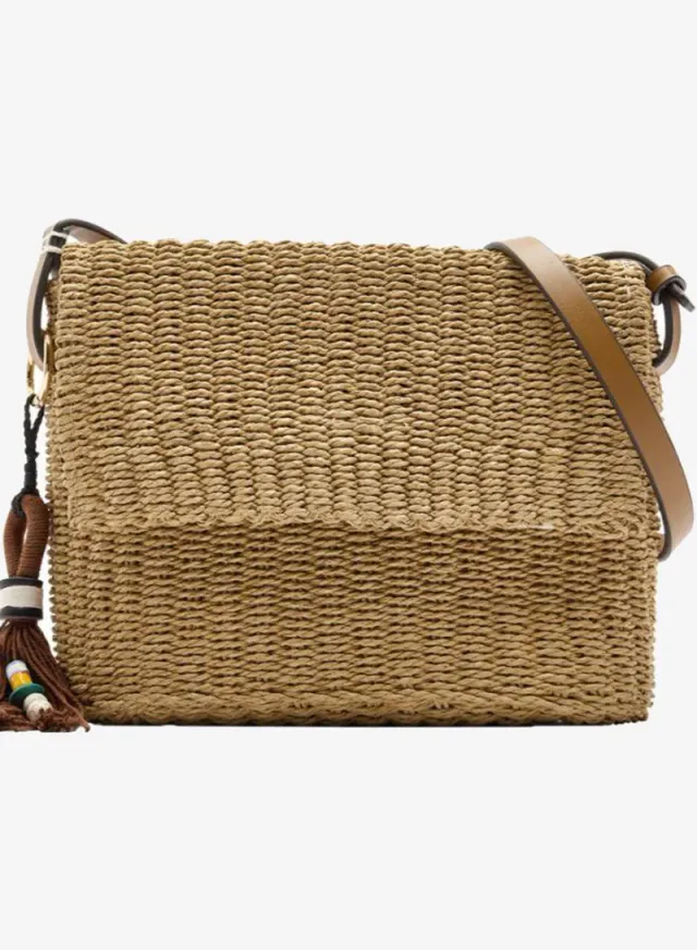 Crossbody Bag With Straw Effect