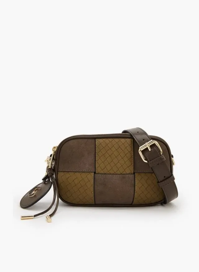 Panelled Crossbody Bag With Zip Closure