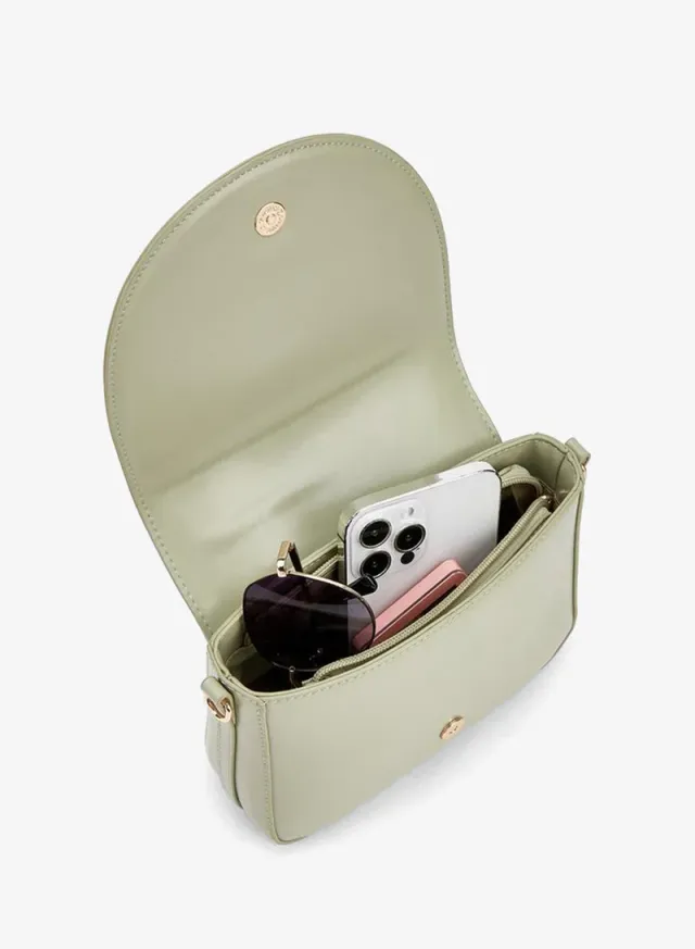 Solid Crossbody Bag With Detachable Strap – صورة 7