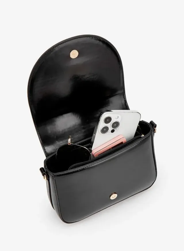 Solid Crossbody Bag With Detachable Strap – صورة 7