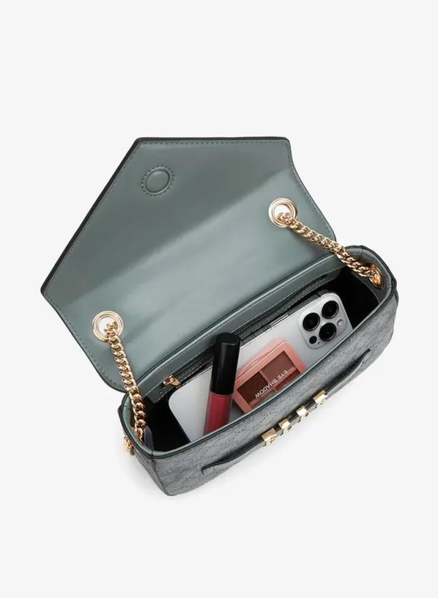 Monogram Embossed Crossbody Bag With Chain Strap – image 7