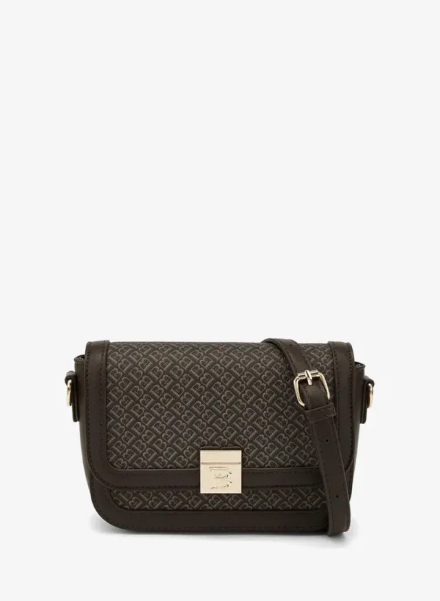 Monogram Print Crossbody Bag With Detachable Strap