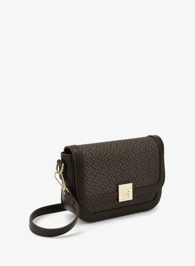Monogram Print Crossbody Bag With Detachable Strap – صورة 3