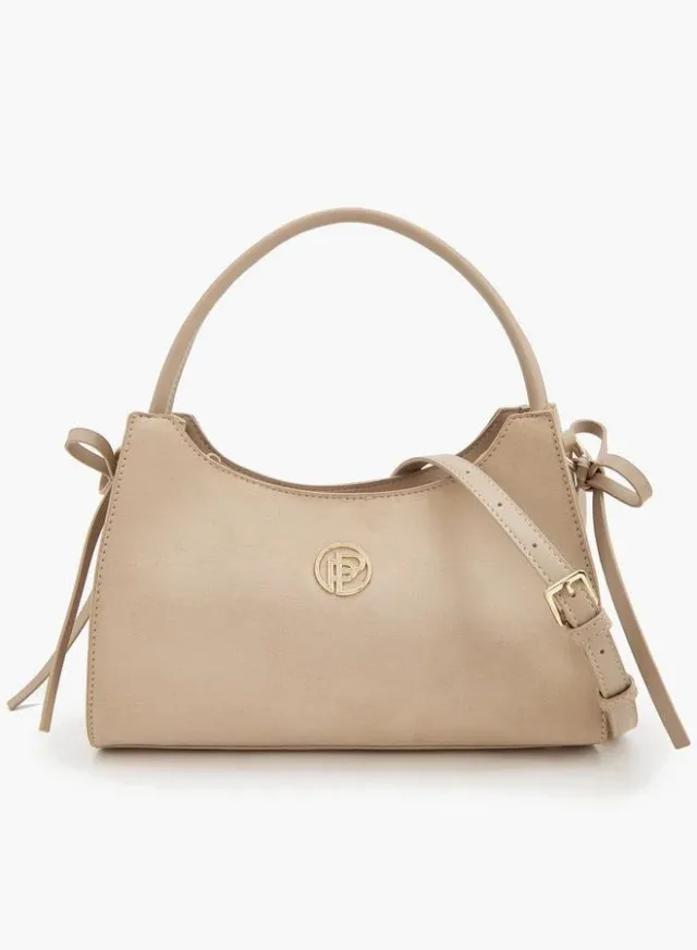 Metallic Accent Crossbody Bag With Detachable Strap