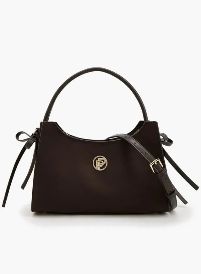 Metallic Accent Crossbody Bag With Detachable Strap