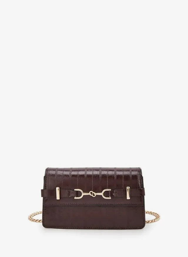 Textured Crossbody Bag With Chain Strap