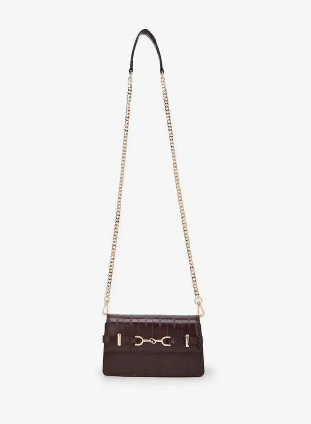 Textured Crossbody Bag With Chain Strap – صورة 2