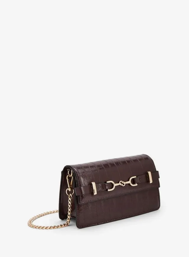 Textured Crossbody Bag With Chain Strap – صورة 3