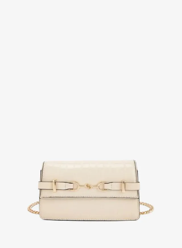 Textured Crossbody Bag With Chain Strap