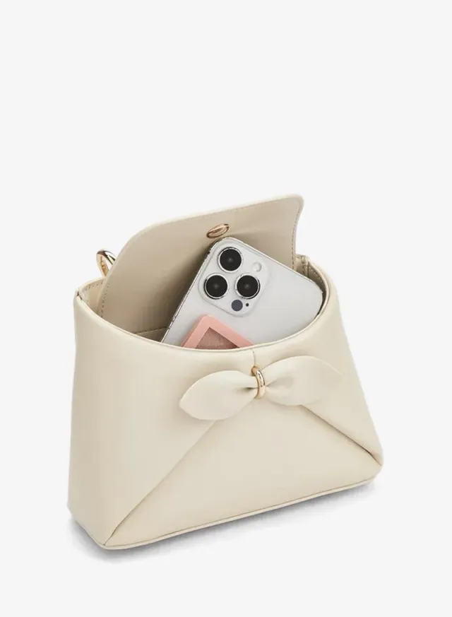 Bow Accent Crossbody Bag With Top Handle – صورة 7