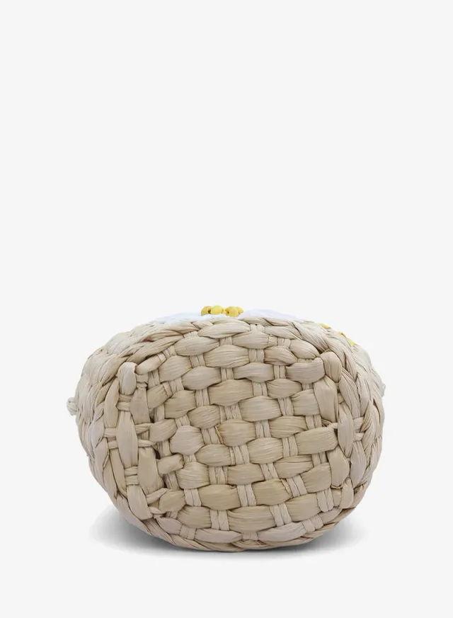 Dark Beige Floral Woven Basket Bucket Bag – image 4