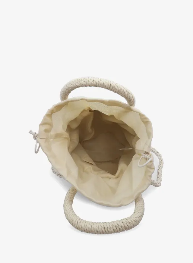 Dark Beige Floral Woven Basket Bucket Bag – image 5