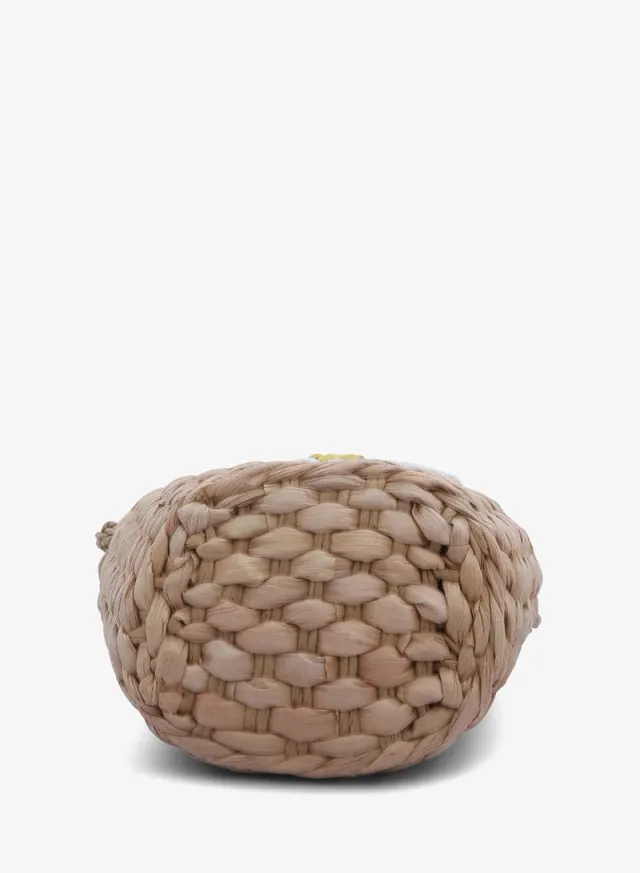 Dark Beige Floral Woven Basket Bucket Bag – image 4