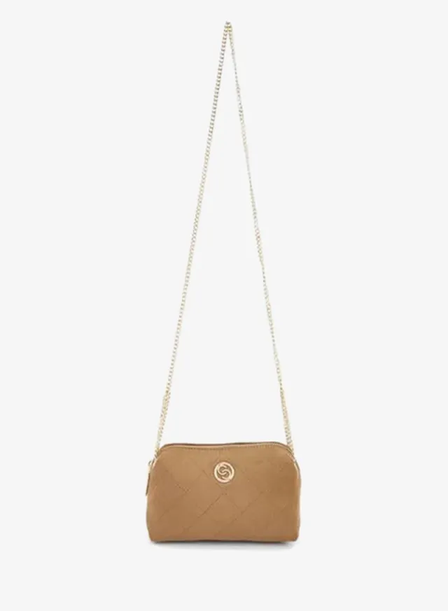 Quilted Suede Crossbody Bag With Zip Closure – صورة 2