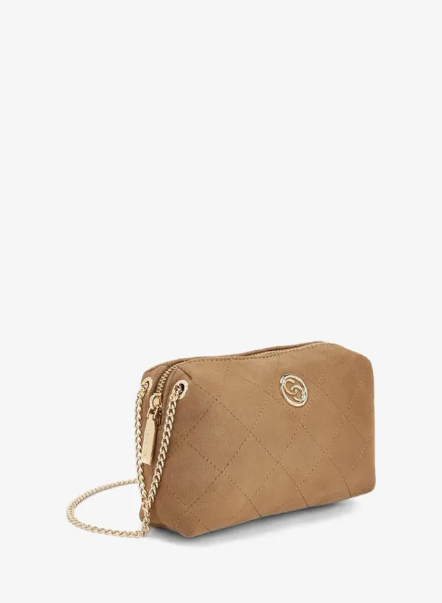Quilted Suede Crossbody Bag With Zip Closure – صورة 3