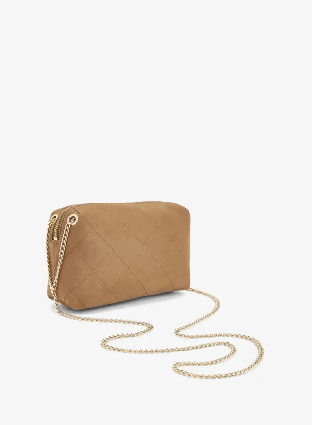 Quilted Suede Crossbody Bag With Zip Closure – صورة 4