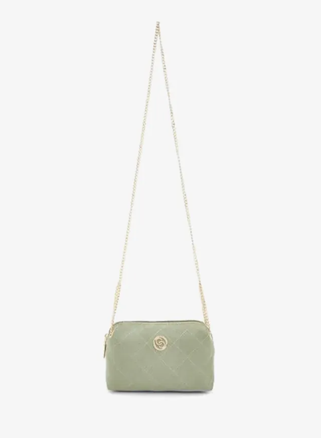 Quilted Suede Crossbody Bag With Zip Closure – صورة 2