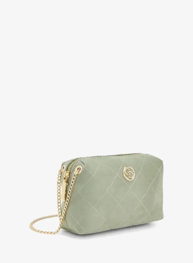 Quilted Suede Crossbody Bag With Zip Closure – صورة 3