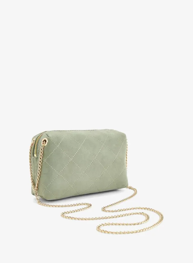 Quilted Suede Crossbody Bag With Zip Closure – صورة 4